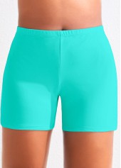 High Waisted Cyan Plus Size Swimwear Shorts