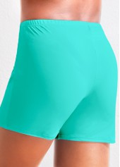 High Waisted Cyan Plus Size Swimwear Shorts
