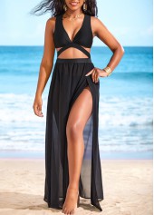 Side Slit Cut Out Black Cover Up