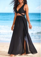 Side Slit Cut Out Black Cover Up