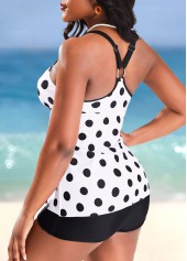 Polka Dot White Asymmetry Tankini Top-No Bottom