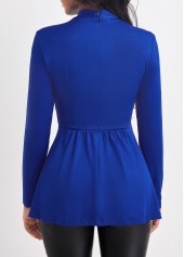 Royal Blue V Neck Ruched T Shirt