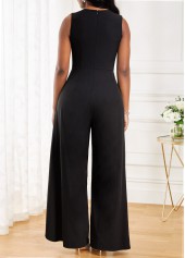Black Long V Neck Sleeveless Jumpsuit