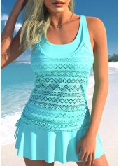Cyan Plus Size Layered Tankini Set