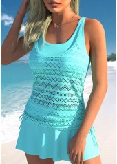 Cyan Plus Size Layered Tankini Set