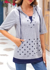 Star Print Light Grey Marl T Shirt