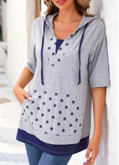 Star Print Light Grey Marl T Shirt