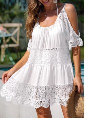 Cold Shoulder Lace White Cover Up