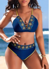 Tribal Print Patchwork Blue Bikini Set