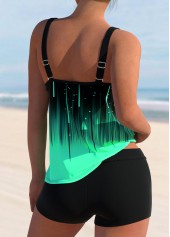 Ombre Double Straps Green Tankini Top-No Bottom