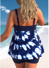 Navy Plus Size Tie Dye Print Tankini Set