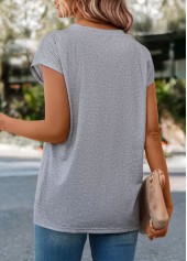 Floral Print Light Grey Marl Short Sleeve T Shirt