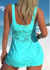 Bowknot Wide Strap Lace Cyan Swimdress Top-No Bottom