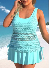 Cyan Plus Size Layered Tankini Set