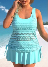 Cyan Plus Size Layered Tankini Set