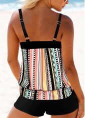 Double Straps Multi Stripe Print Tankini Top-No Bottom