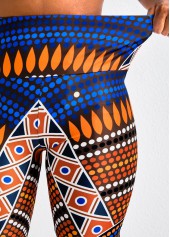 Tribal Print Multi Color Elastic Waist Leggings