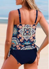 Tribal Print Drawstring Multi Color Tankini Set