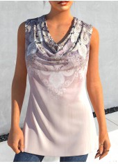 Draped Neck Tank Top and Dusty Pink Cardigan