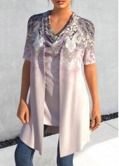 Draped Neck Tank Top and Dusty Pink Cardigan