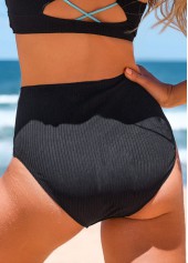 Wide Strap Criss Cross Black Bikini Set