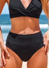 Wide Strap Criss Cross Black Bikini Set