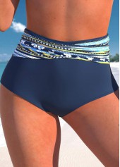 Floral Print Criss Cross Navy Bikini Set