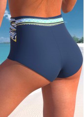 Floral Print Criss Cross Navy Bikini Set