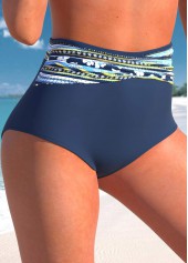 Floral Print Criss Cross Navy Bikini Set