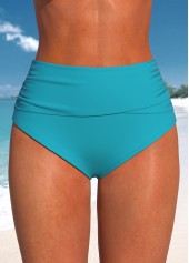 Plants Print Ruched Turquoise Swimdress Set