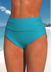 Plants Print Ruched Turquoise Swimdress Set