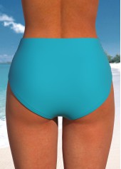 Plants Print Ruched Turquoise Swimdress Set