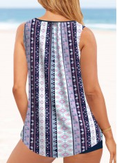 Tribal Print Metal Ring Multi Color Tankini Set