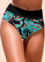 Paisley Print Drawstring Cyan Bikini Set