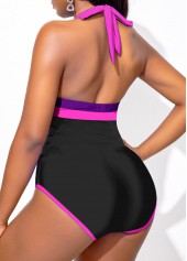 Ladder Cutout Black Contrast One Piece Swimwear