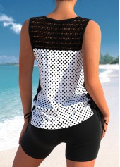 Polka Dot Criss Cross White Tankini Set