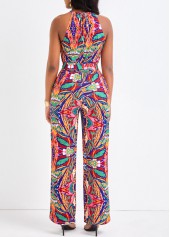 Graffiti Print Belted Multi Color Long Jumpsuit