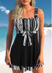 Striped Frill Black Wide Strap Swimdress Top-No Bottom