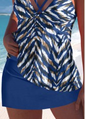 Animal Print Criss Cross Blue Tankini Set
