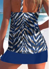 Animal Print Criss Cross Blue Tankini Set