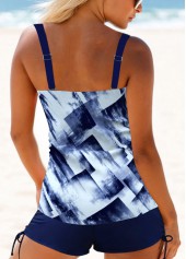 Wide Strap Geometric Print Navy Tankini Top-No Bottom