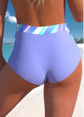 Striped Criss Cross Light Purple Bikini Set