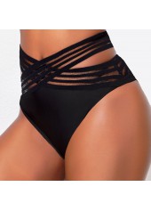 Mesh Stitching Asymmetry Black Bikini Set
