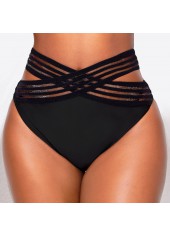 Mesh Stitching Asymmetry Black Bikini Set