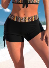 African Tribal Print Bowknot Black Bikini Set