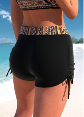 African Tribal Print Bowknot Black Bikini Set