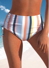 Wide Strap Multi Stripe Print Bikini Set