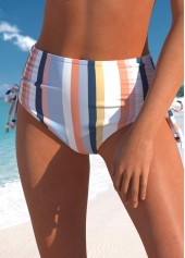 Wide Strap Multi Stripe Print Bikini Set