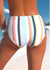 Wide Strap Multi Stripe Print Bikini Set