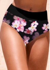 Floral Print Bowknot Pink Bikini Set